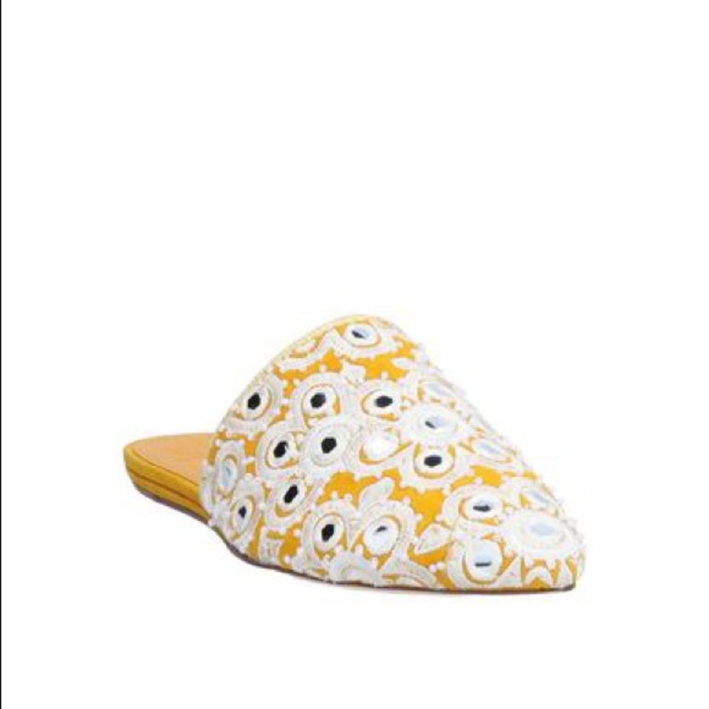 Embellished Mustard Tory Burch Mules Flats